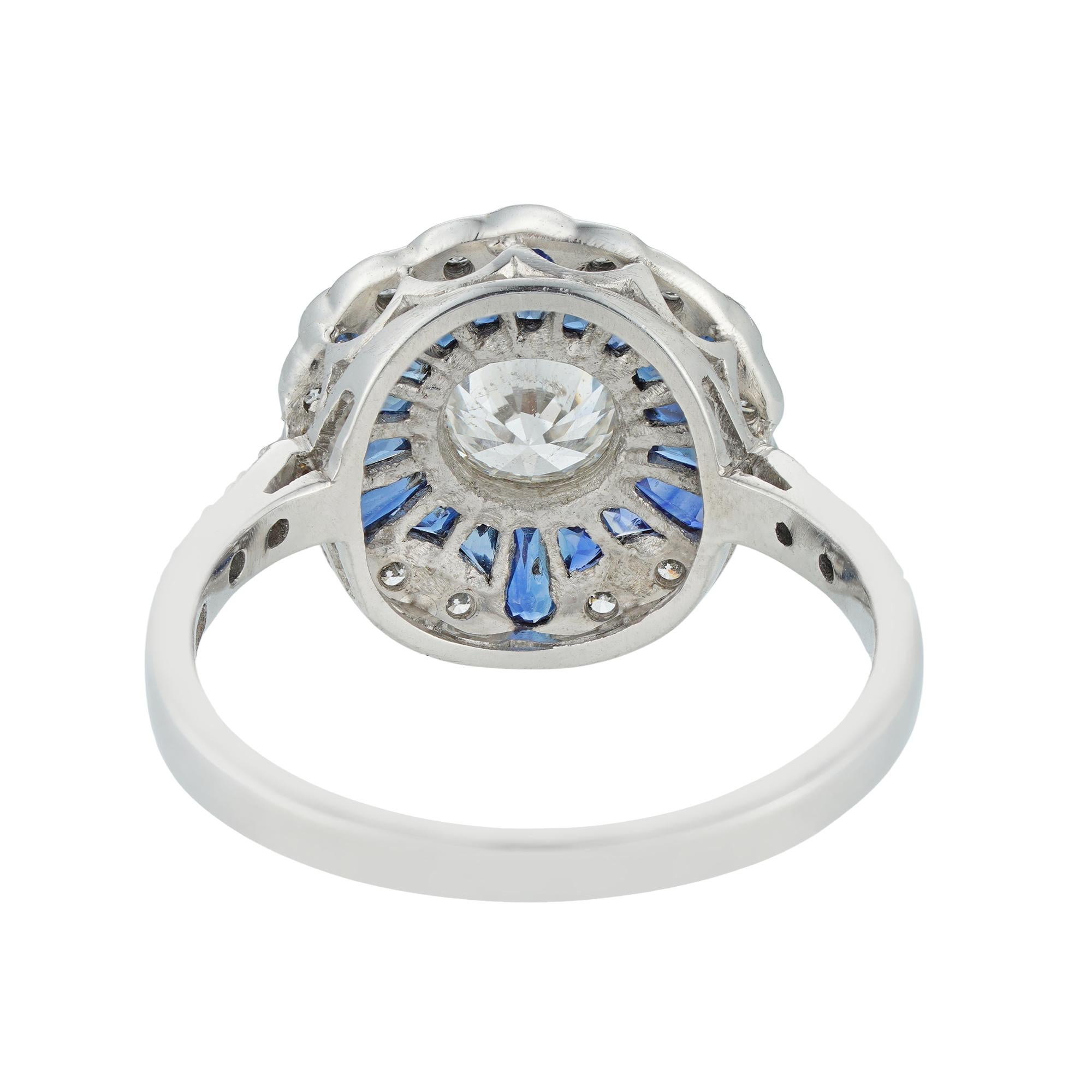 Modern Diamond and Sapphire Ring