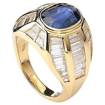 Georgian Faceted Sapphire and Diamond Ring For Sale at 1stDibs