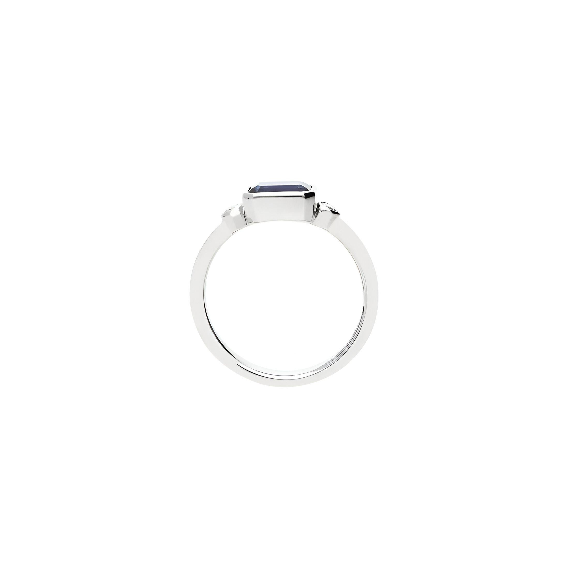 Im Angebot: Diamant- und Saphirring aus 18kt Weißgold, 1,54 Karat () 2