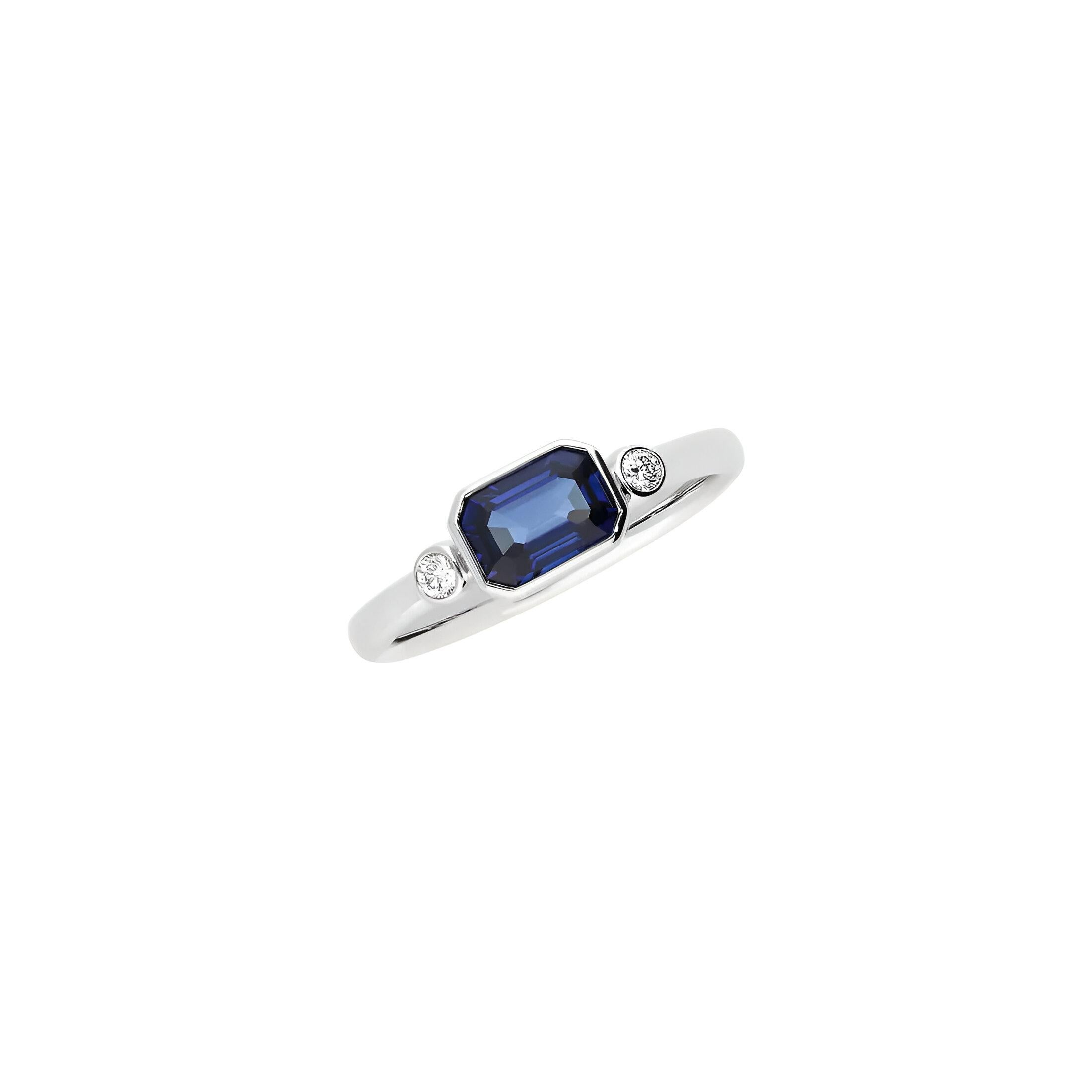 Im Angebot: Diamant- und Saphirring aus 18kt Weißgold, 1,54 Karat () 3