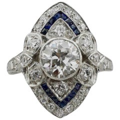 Diamond and Sapphire Ring in Platinum