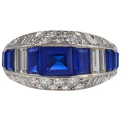 Diamond and Sapphire Ring in Platinum