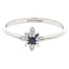Diamond and Sapphire Star Style 14K White Gold Ring