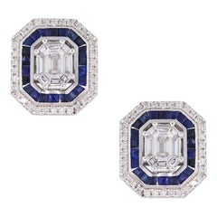 Diamond and Sapphire Stud Earrings