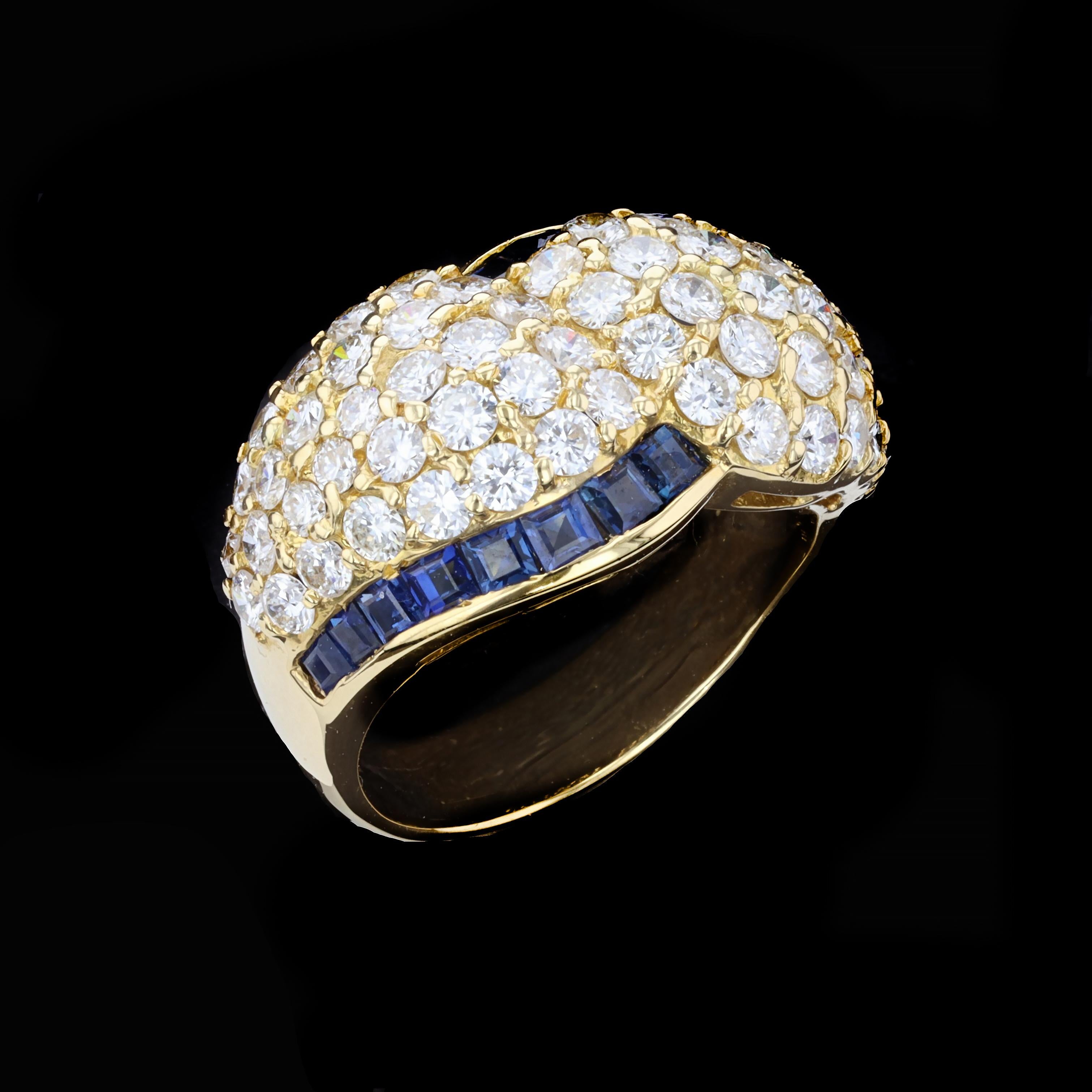 Diamant und Saphir Swish Ring im Zustand „Hervorragend“ im Angebot in NEW ORLEANS, LA