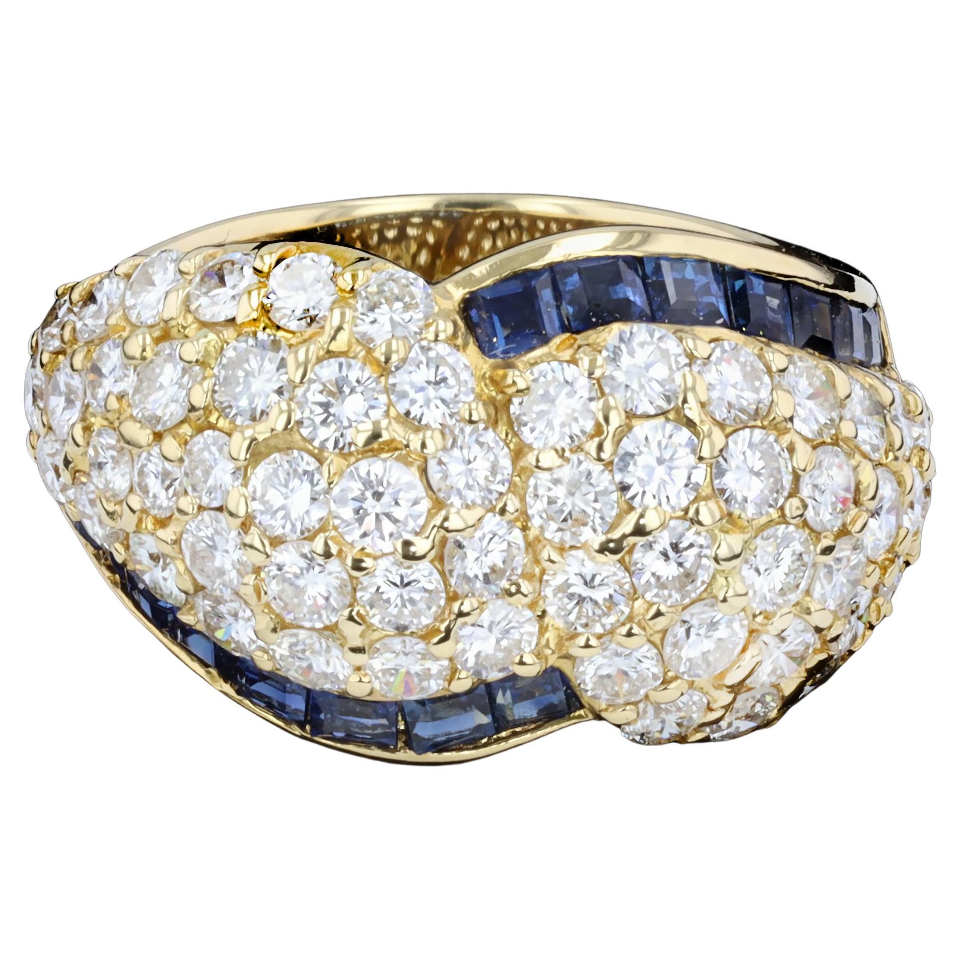 Diamond and Sapphire Swish Ring