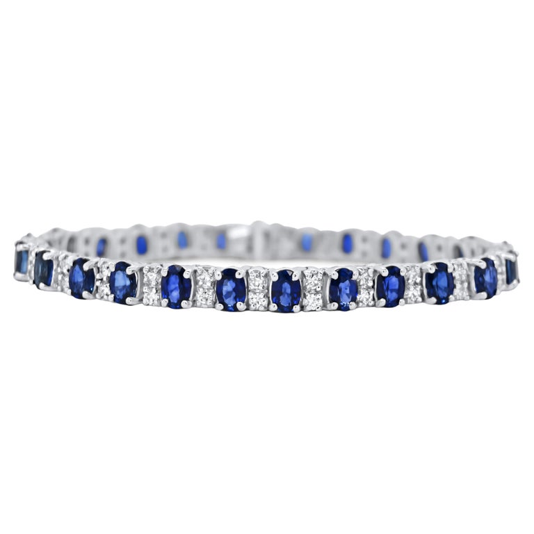 Diamond and Sapphire Tennis Bracelet For Sale at 1stDibs