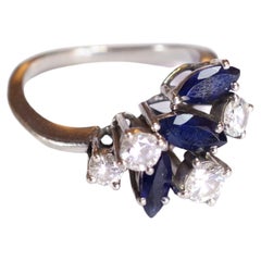 Diamond and Sapphire Vintage Ring in 18 Karat White Gold