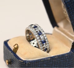Diamond and Sapphire Wedding Band. 1.70ct Diamond Sapphire Accent Eternity Band