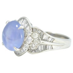 Diamond and Star Sapphire Cocktail Ring set in 18k White Gold
