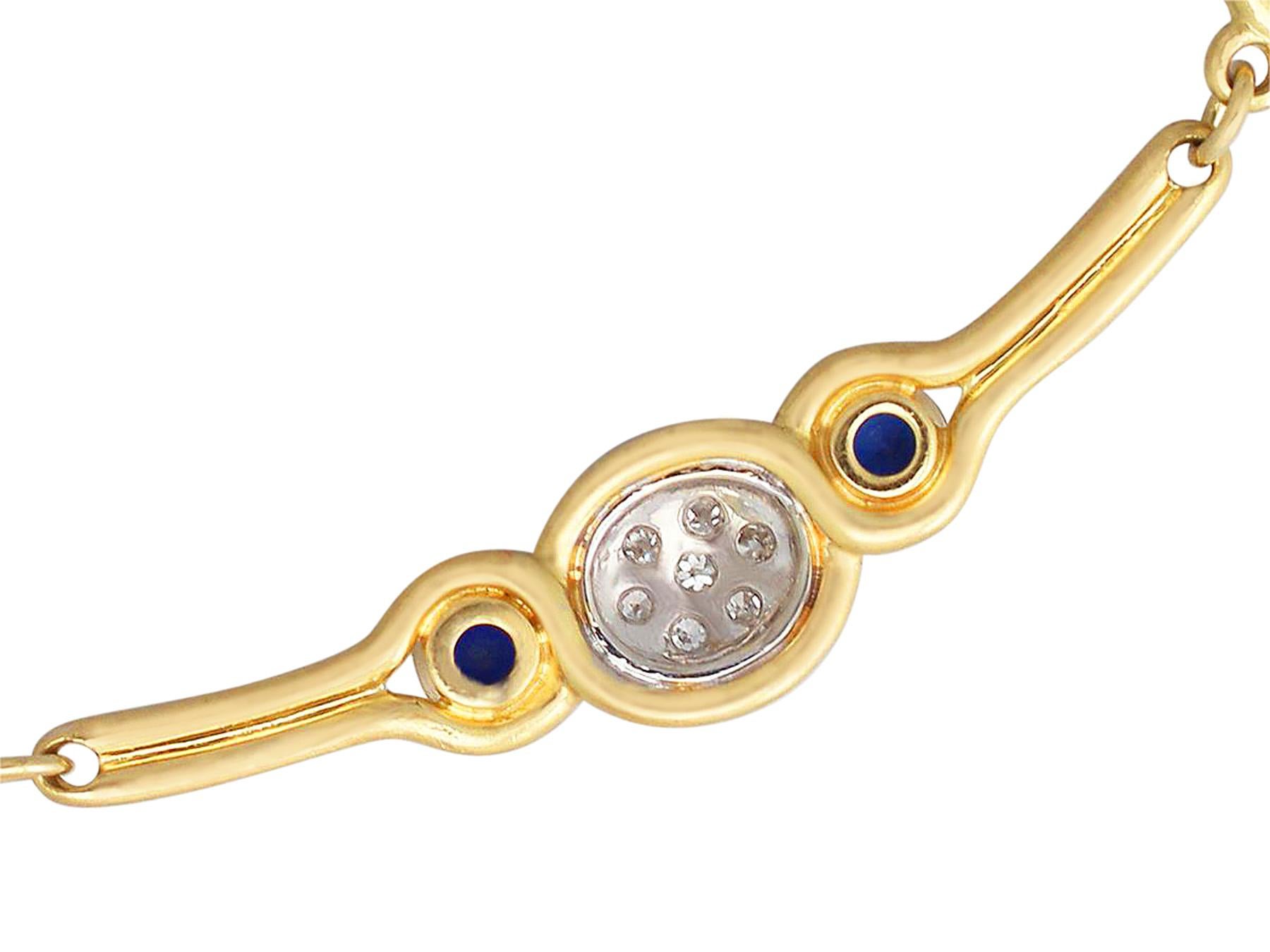 Contemporary 2000s Diamond and Sapphire Yellow Gold Necklace For Sale