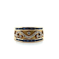 Diamond and Sapphire Yellow Gold Statement Ring