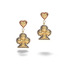 Pendientes de oro con diamantes y zafiros