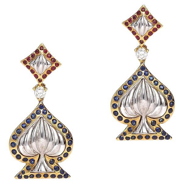 Diamond and Sapphires Gold Earrings