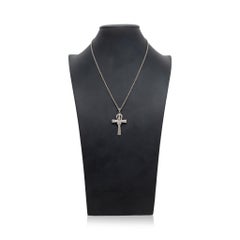 Diamond and Silver Anubis Knotted Cross Pendant