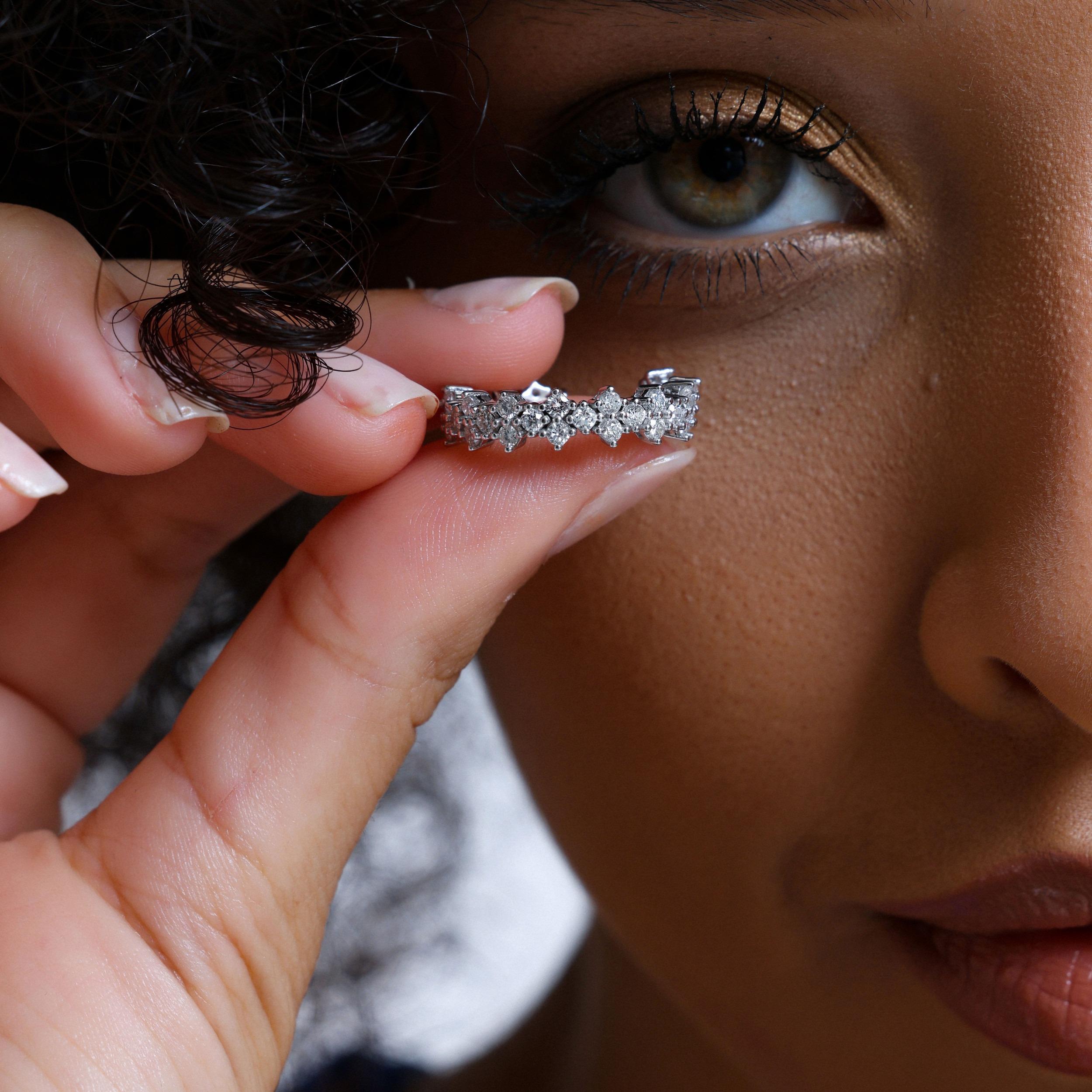 Modern Diamond And Solid Gold Self-Adjustable Eternity 1.44ct Band For Sale