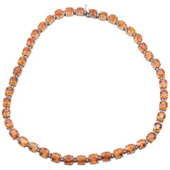 Diamond and Spessartite Garnet Tennis Necklace
