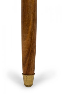 Diamond and Spiral Carved Rounded Clear Cut Glass Topped Mahogany Walking Canes