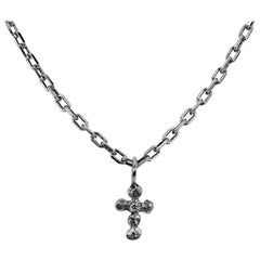 Diamond and Sterling Silver Bubble Cross Pendant Necklace