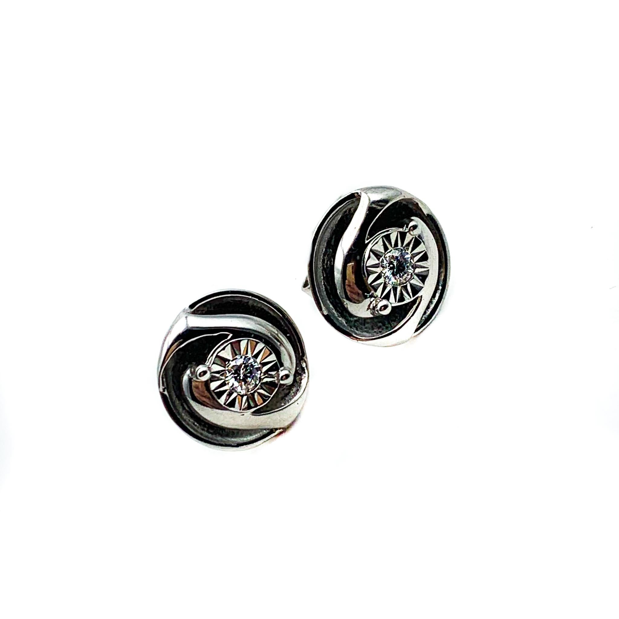 diamond sterling silver stud earrings