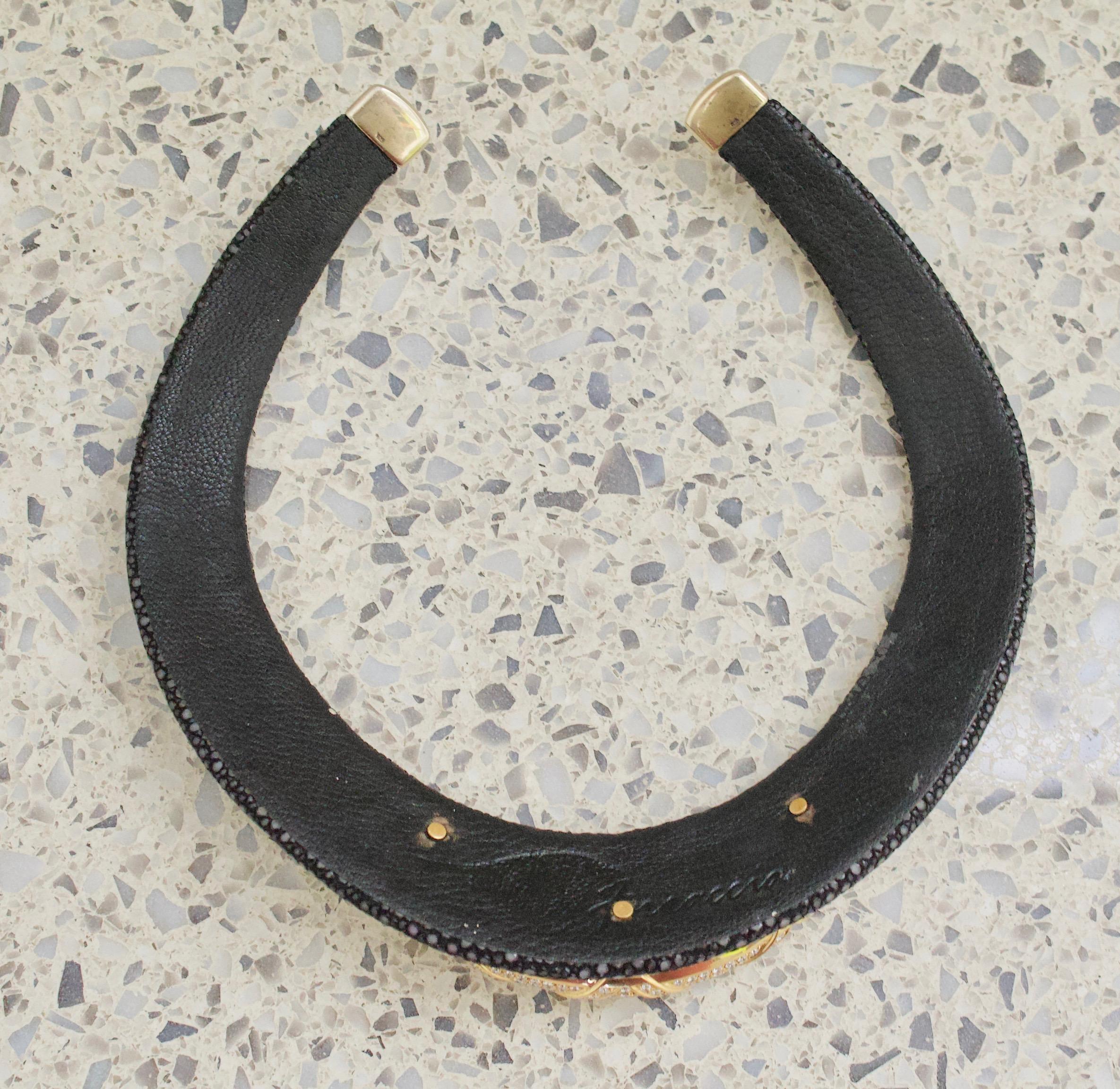 Diamond and Sting Ray 18k Yellow Gold Collar In Excellent Condition For Sale In Wailea, HI