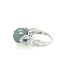 Diamond and Tahitian Black Pearl 18K White Gold Ring