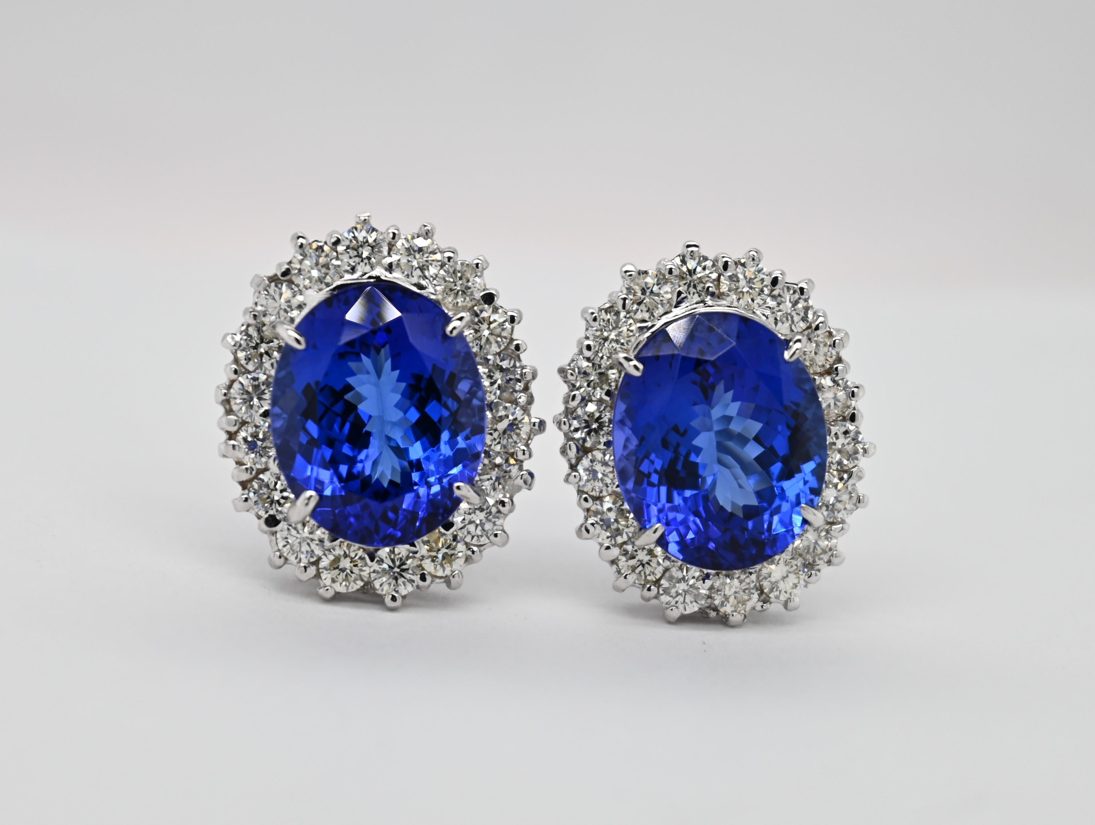 Modern Diamond and Tanzanite Earrings For Sale