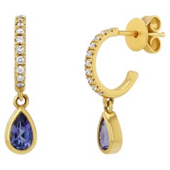 Diamond and Tanzanite Pear Earrings