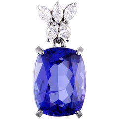 Diamond and Tanzanite Platinum Pendant