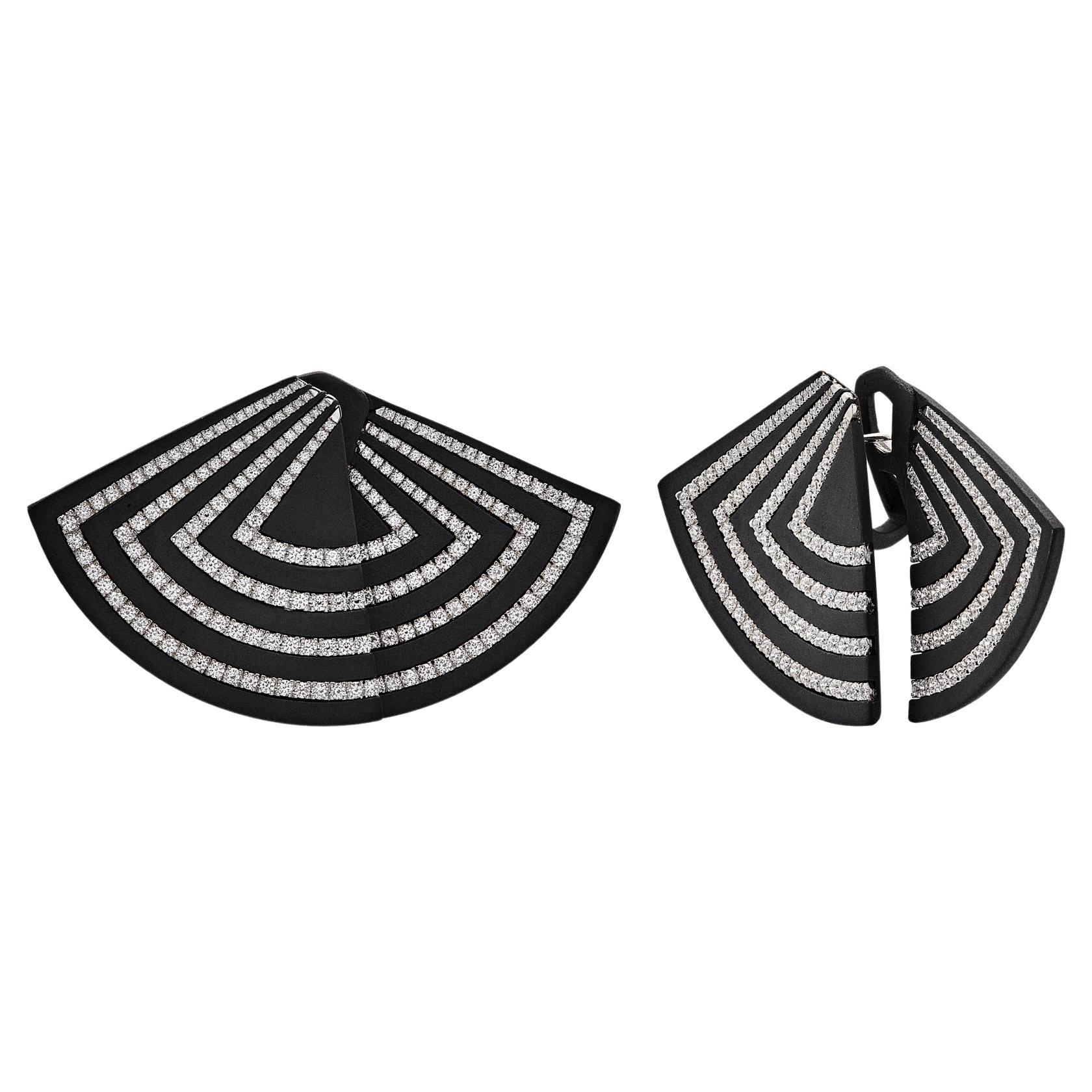Diamond and Titanium Fan Earrings