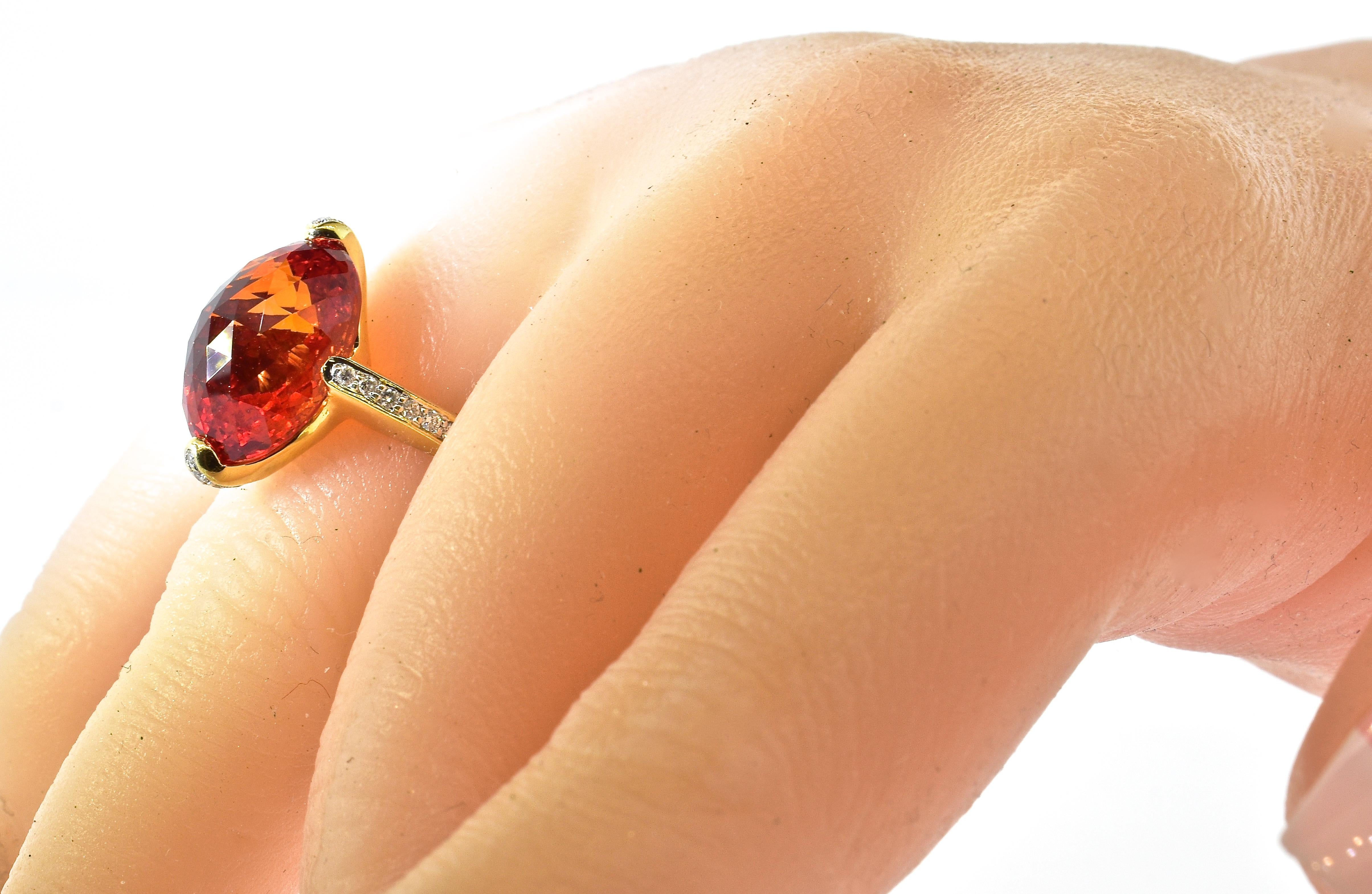 Contemporary Diamond and Topaz and 18K Ring by Gadi