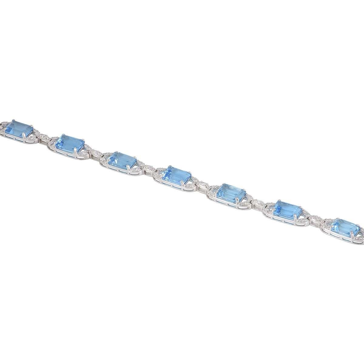 Women's Diamond and Topaz Link Bracelet