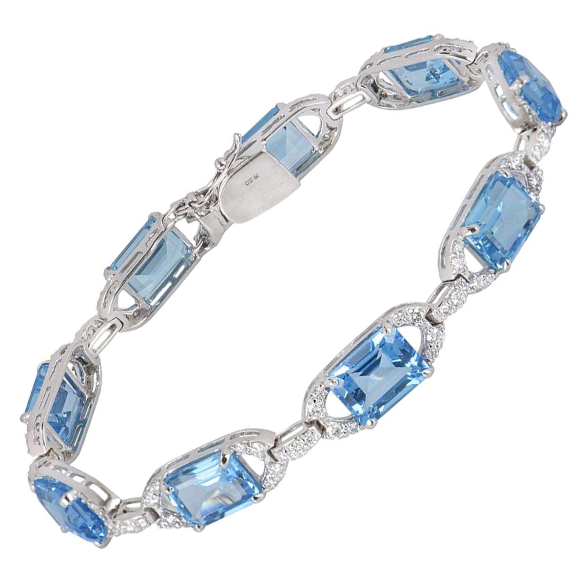 Diamond and Topaz Link Bracelet