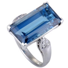 Diamond and Topaz Platinum Ring