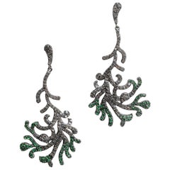 Diamond and Tsavorite Dangle Earrings