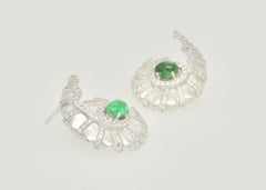 Diamond and Tsavorite Earrings in 18 Karat White Gold