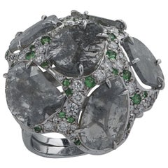 Diamond and Tsavorite Garnet Cocktail Ring