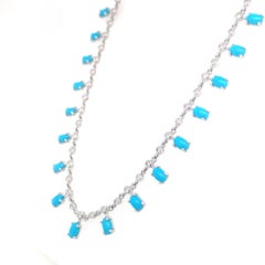 Diamond and turquoise 14 Kt gold necklace