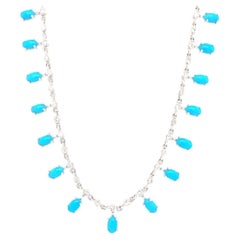 Diamond and turquoise 14 Kt gold necklace