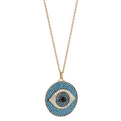 Pendentif oeil maléfique en diamant et turquoise