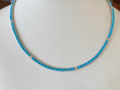Diamond and Turquoise Tennis Necklace