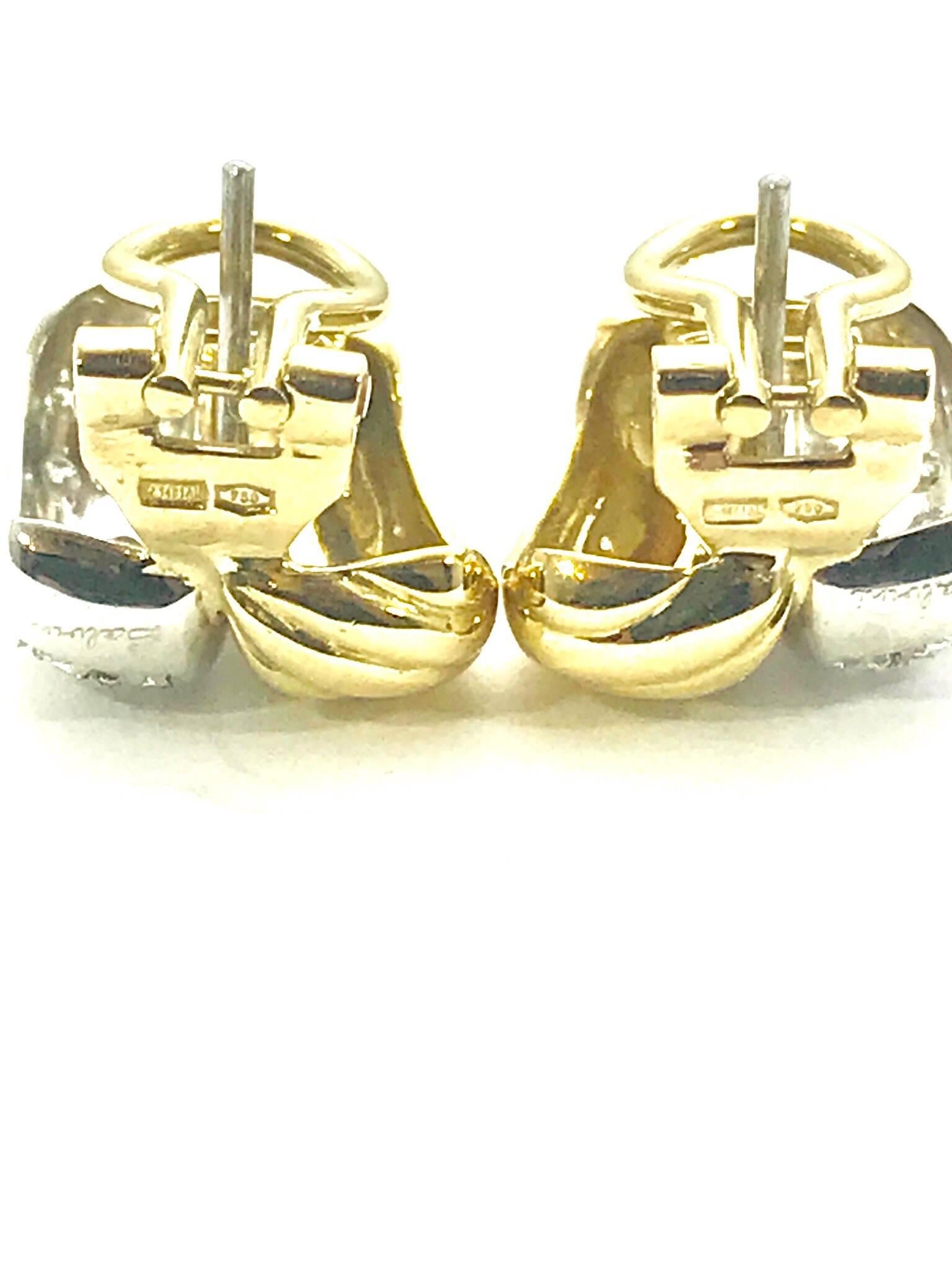 Modern Diamond and Two-Tone Gold Clip and Post Earrings
