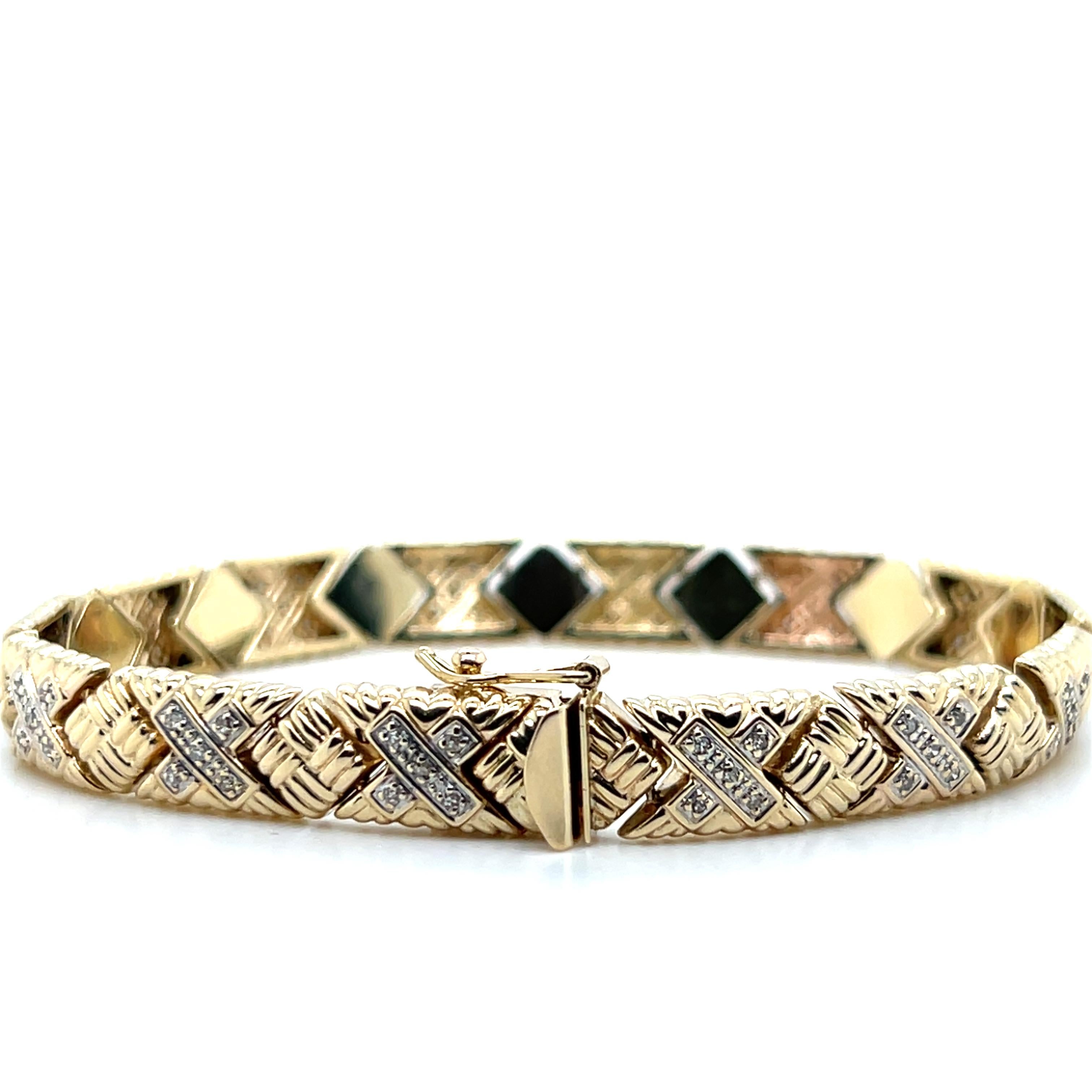 Bracelet à maillons Stampado en or bicolore et diamants Unisexe en vente
