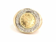 Diamond and U. S. Liberty Head Coin Men's Ring
