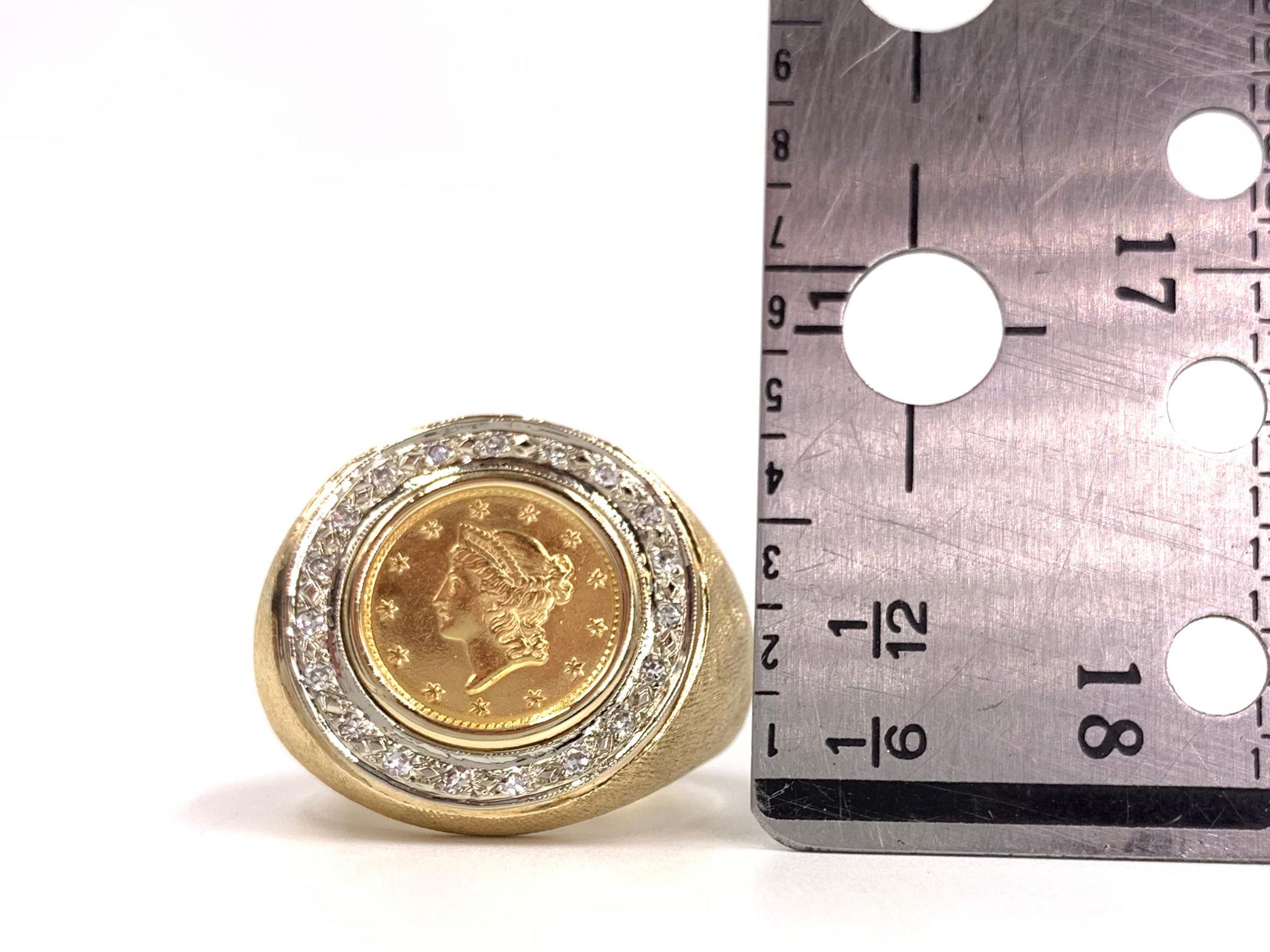 Diamond and U. S. Liberty Head Coin Men's Ring For Sale 1
