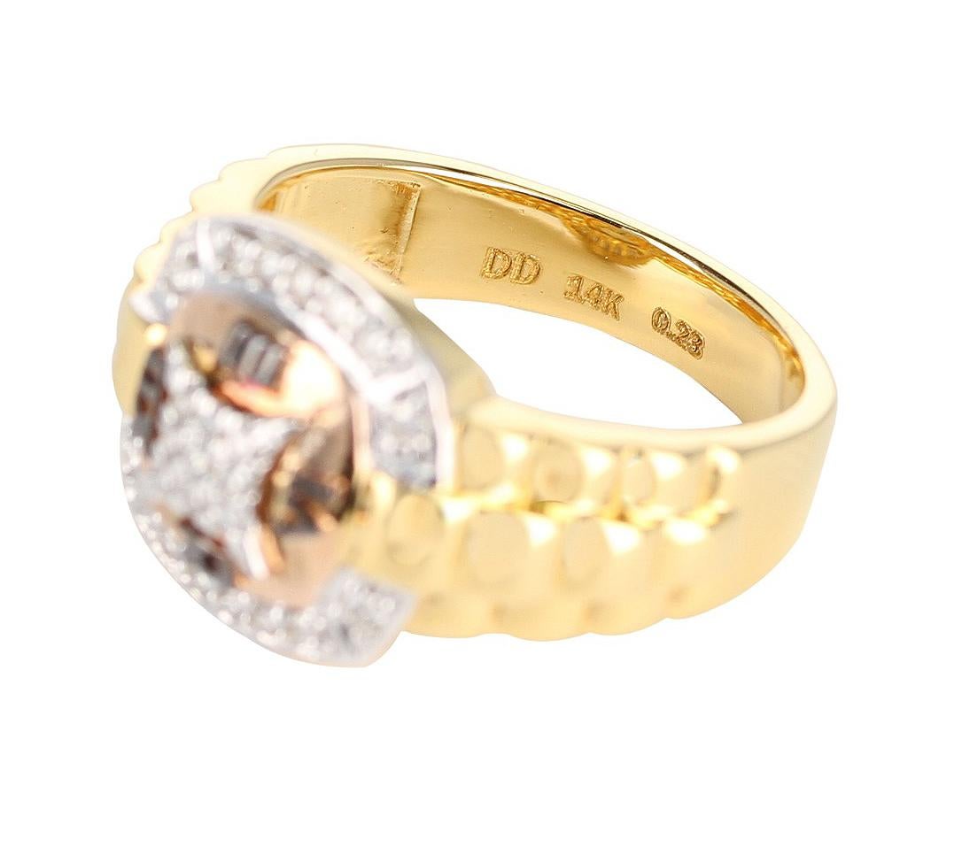 14 Karat Yellow Gold with Rose Gold Diamond and Watch Style Band Ring 4