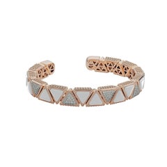 Diamond and White Cacholong Triangle Bracelet, Mirror Collection in 18kt Gold