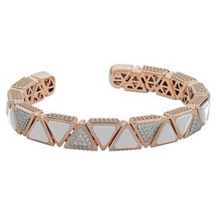 Diamond and White Cacholong Triangle Bracelet, Mirror Collection in 18kt Gold