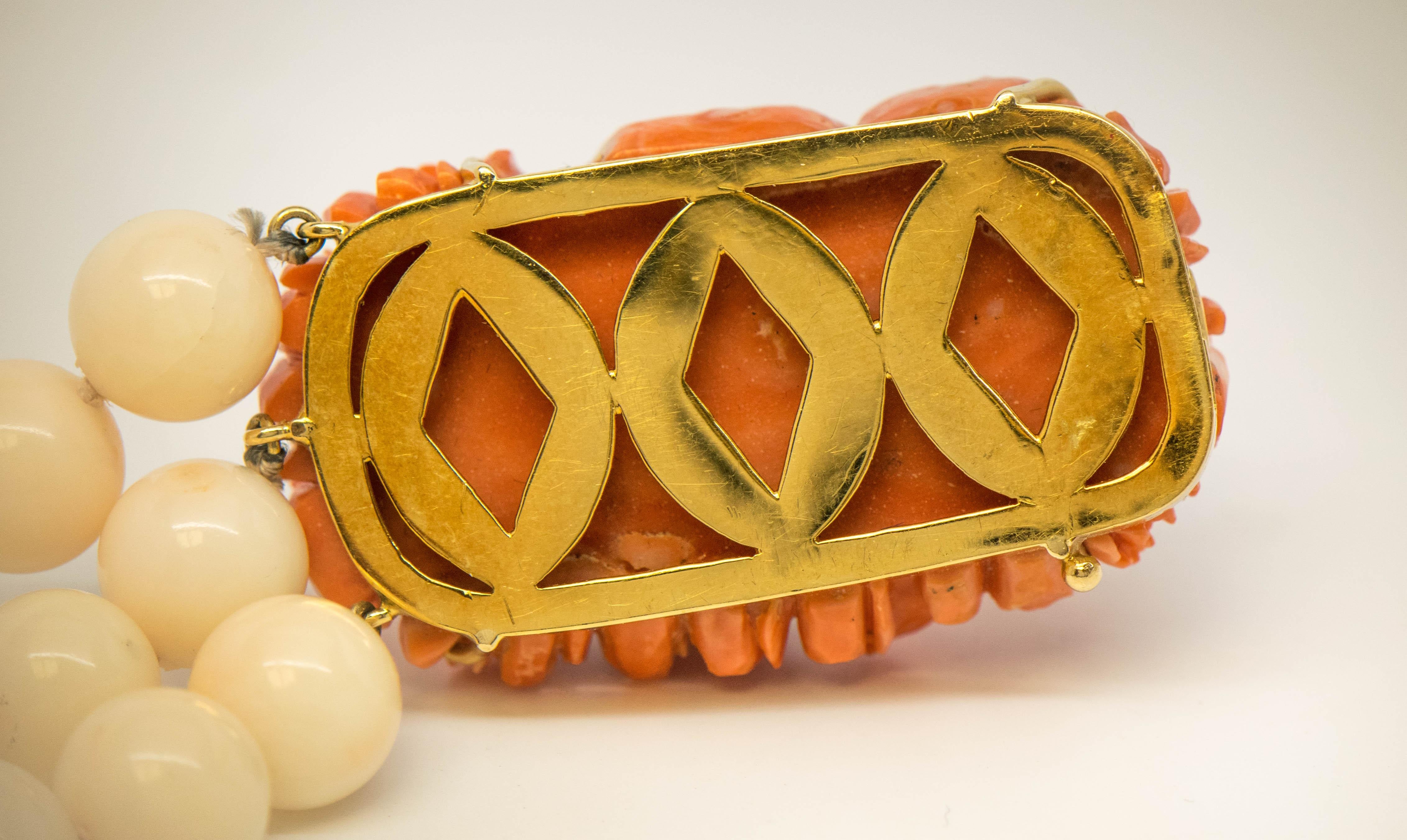 Women's or Men's Diamond and White Coral Multi-Strand Bracelet
