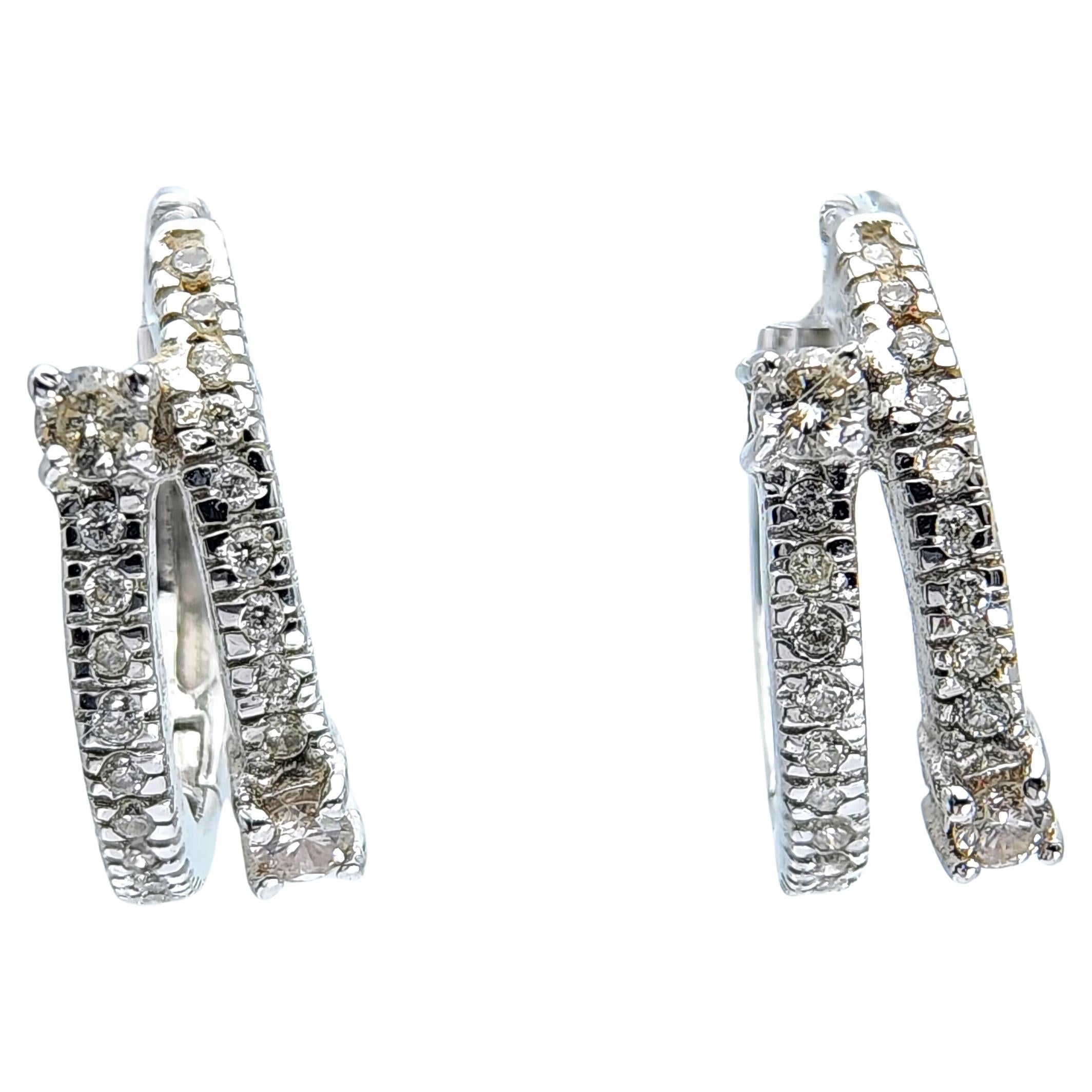 Diamond and White Gold 14 Karat Gold Hoop Earrings